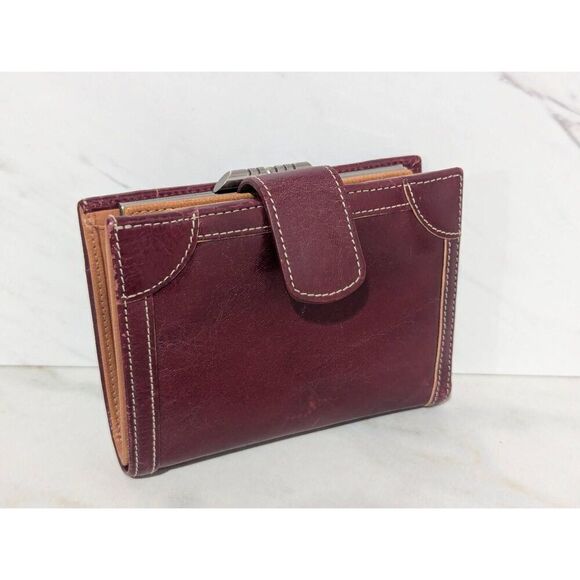 Tusk Burgundy Fine Leather W/Change Purse ID Window Credit Card Slots Wallet